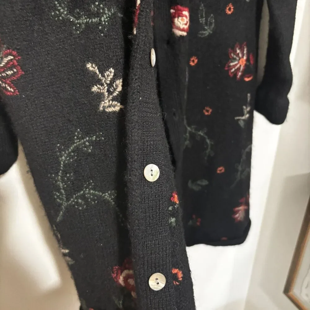 Sarah Spencer‎ Embroidered Wool Long Jacket Coat Artsy Whimsigoth L